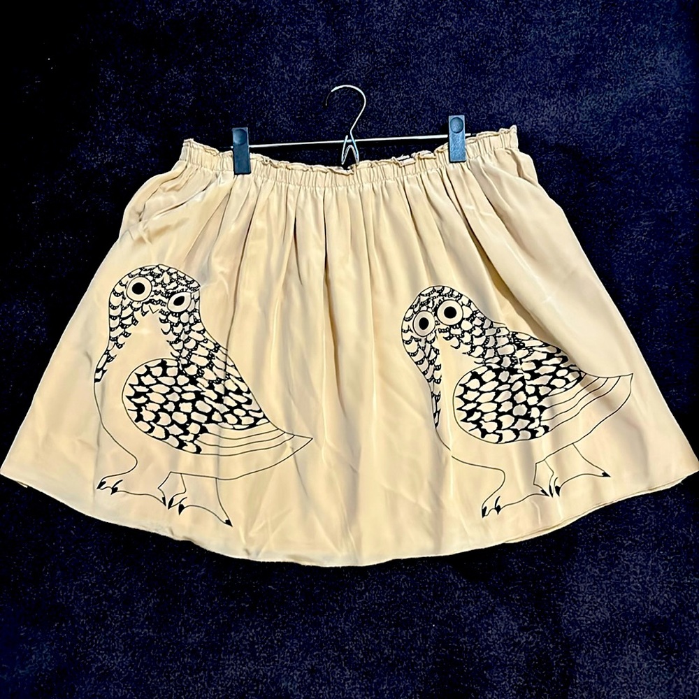 Silk Owl Print Skirt